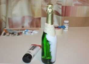 Botol sampanye decoupage