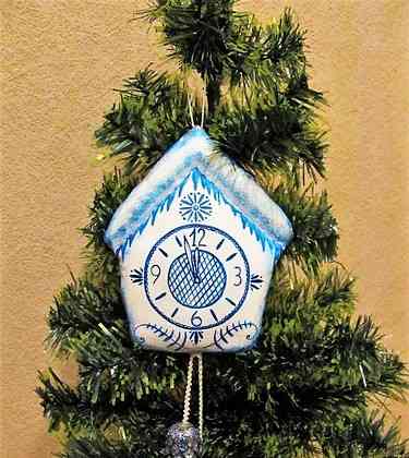 Jam dekorasi tekstil Natal dan pohon Natal