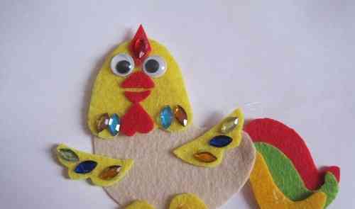 Magnet kulkas Cockerel terbuat dari bahan felt