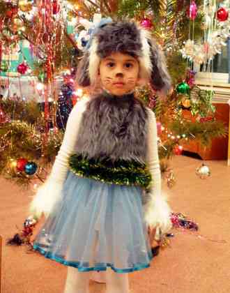 Kostum anjing sirkus Tahun Baru
