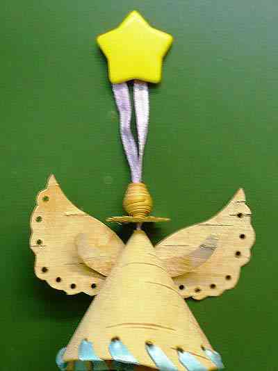 Bell Christmas Angel dari kulit kayu birch